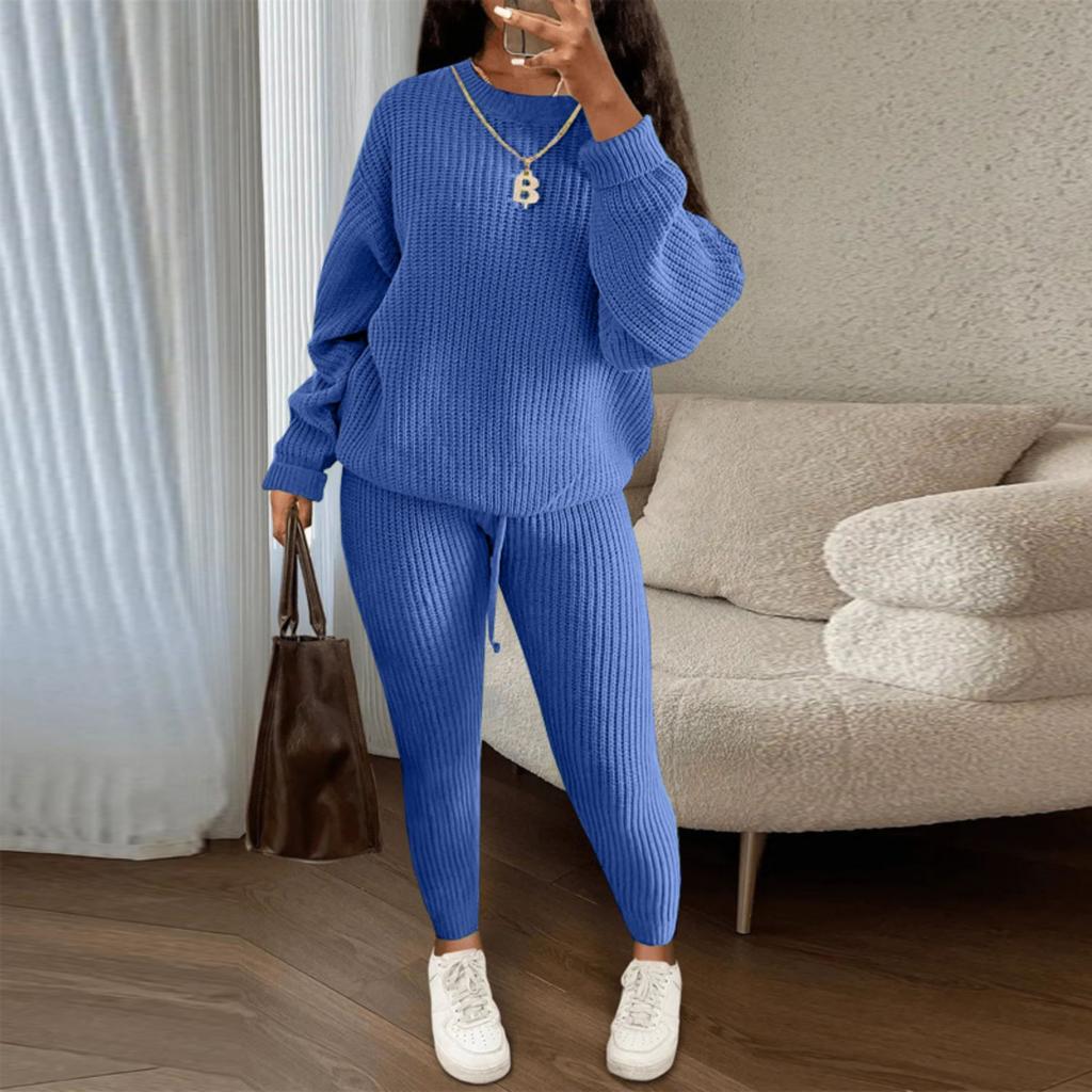 Fashionable Women's Casual Knitted Two-piece Suit