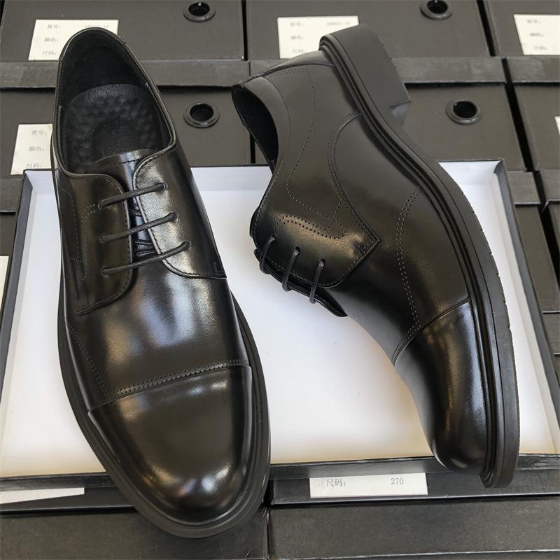 Wide Head Three Joint Leather Shoes Men'S Business Dress Leather Breathable Green Men'S Suit Work Shoes Groom Wedding Shoes