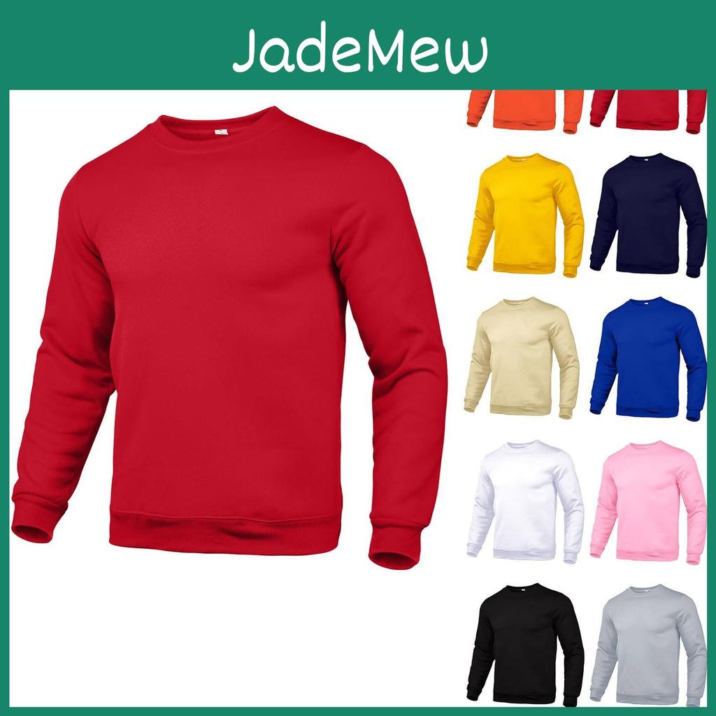 Basic Mens Neck Round Color Sweater Loose Casual Youth Hoodie