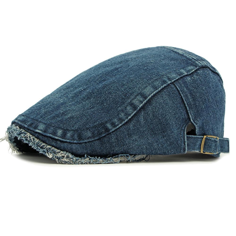 Four Seasons Denim Beret Women's Peaked Cap British Vintage Men Forward Cap