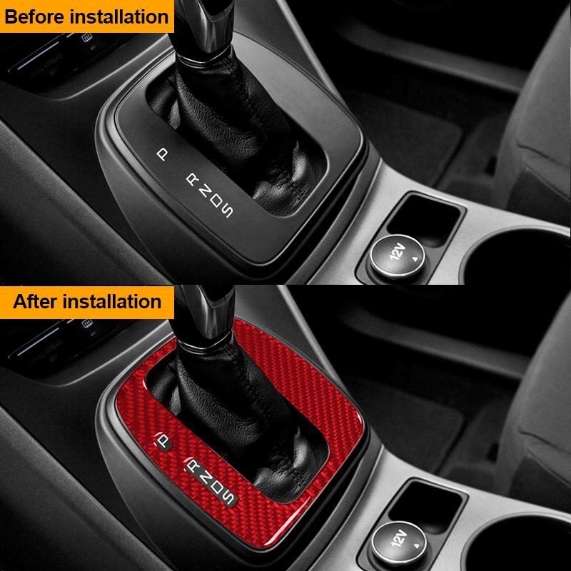 1PC Real Carbon Fiber For Ford Escape 2013 2014 2015 2016 Car Gear Shift Panel Frame Decoration Sticker Car Interior Accessories