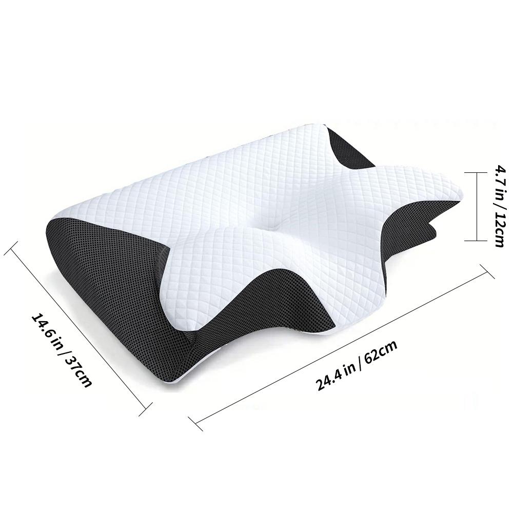 1pc Memory Foam Cervical Pillow, 2 in 1 Ergonomic Contour Orthopedic Pillow for Neck Pain, Contoured Support Pillows,Neck Pillow