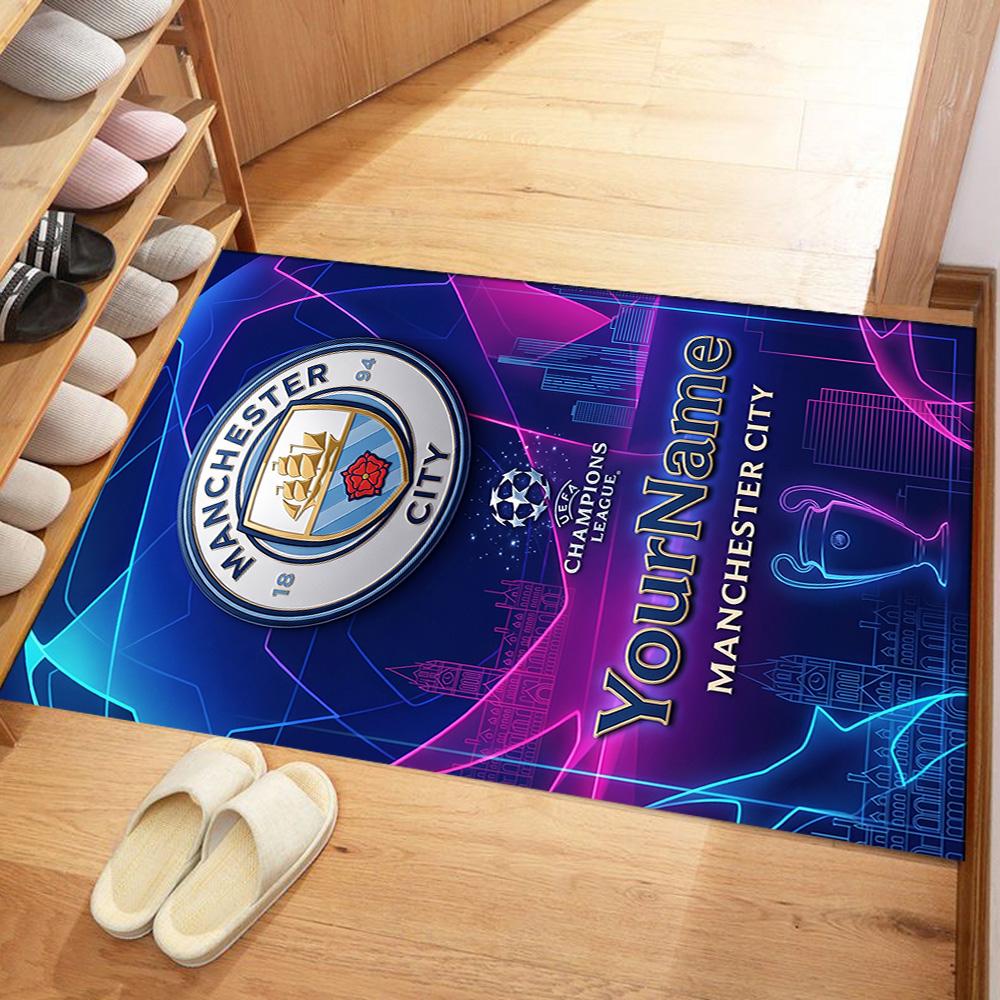 Manchester City 19 Personalized Text Area Rug Suitable for Balcony Dormitory Entryway Outdoor Antislip Carpet Decorate Offices Best for Christmas