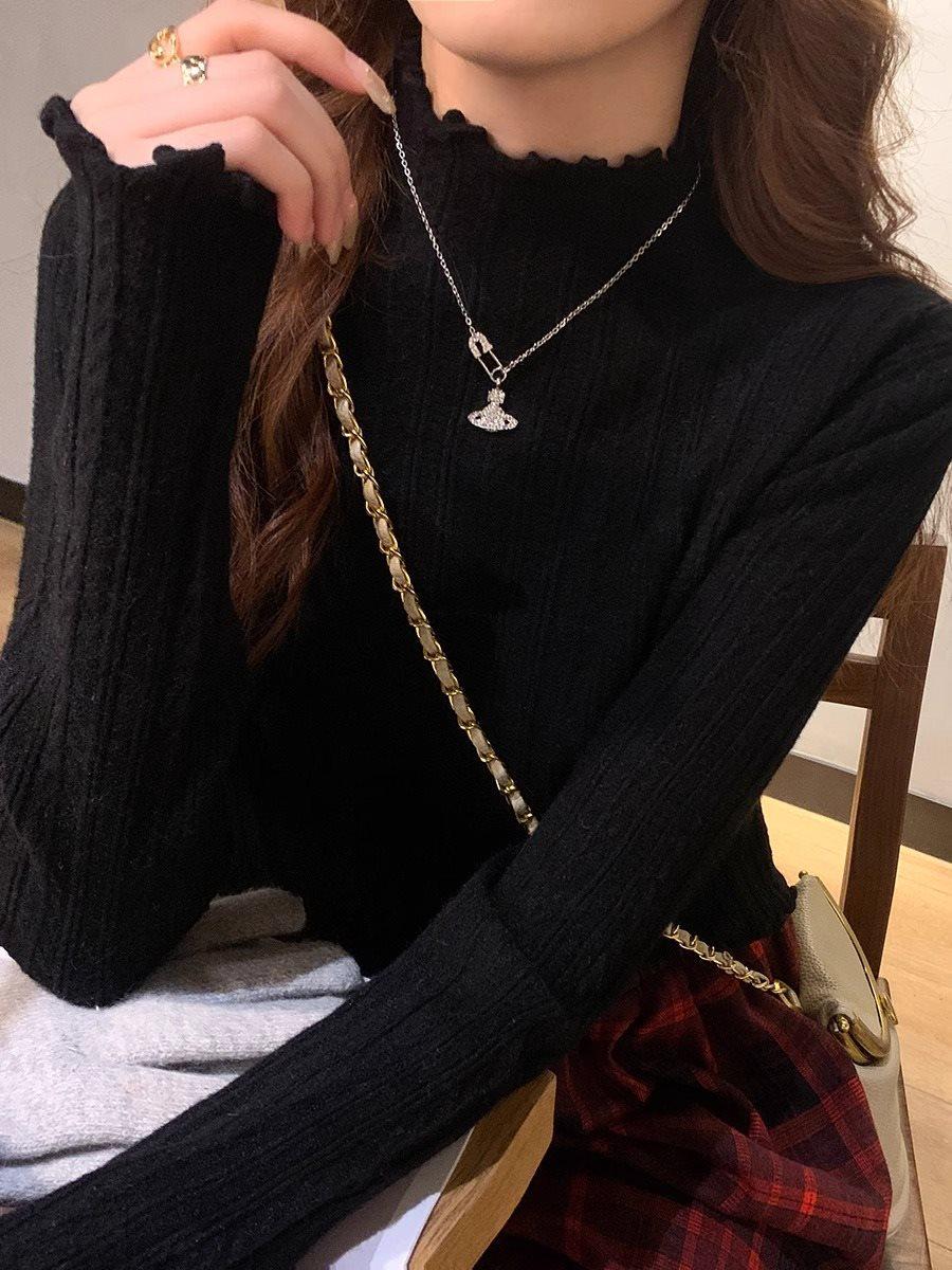 

Women s Slimming High Neck White Knit Sweater - New Spring/Autumn 2025 S