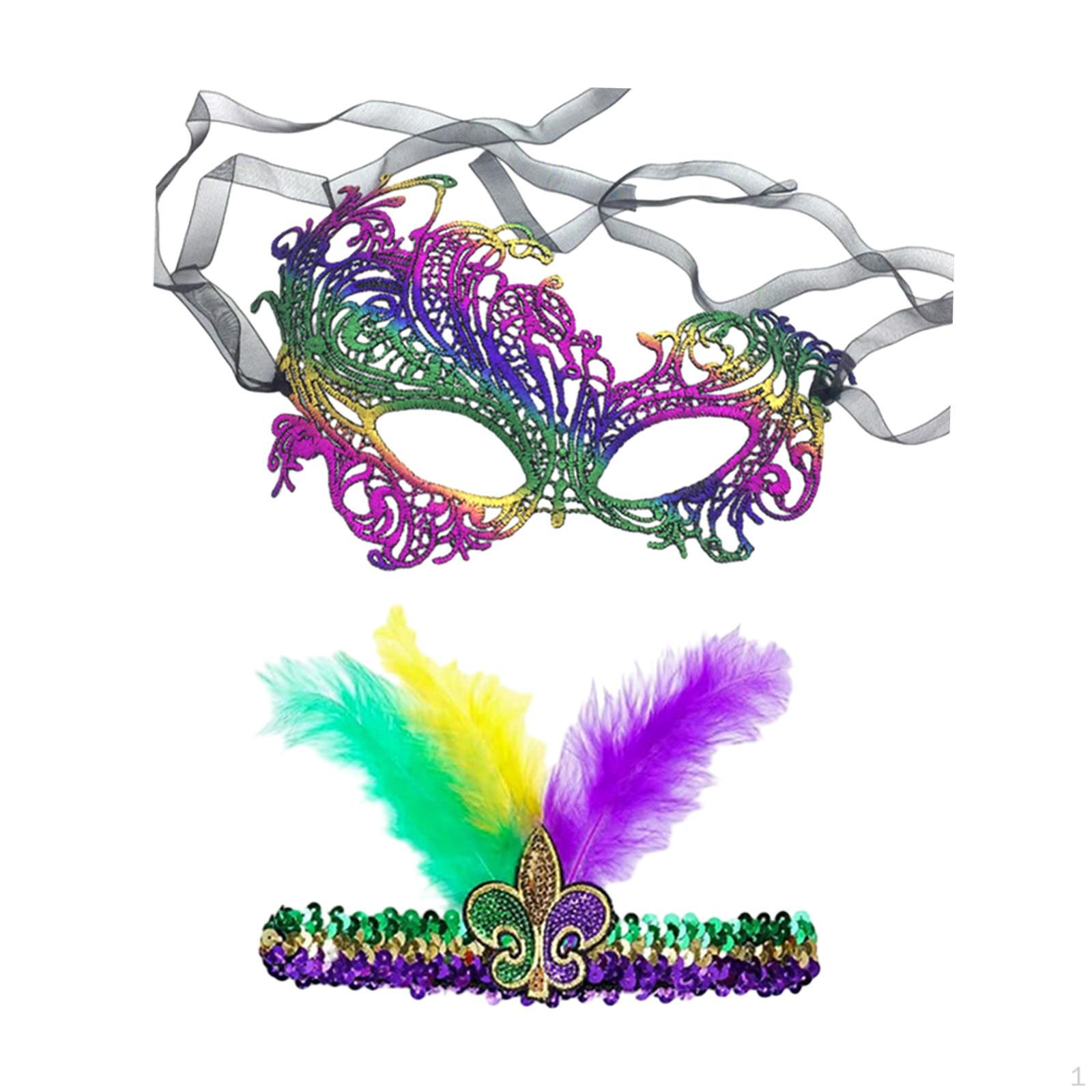 

Маскарадная маска, аксессуары для костюма, вечеринка на половину лица и повязка на голову с блестками, Марди Гра