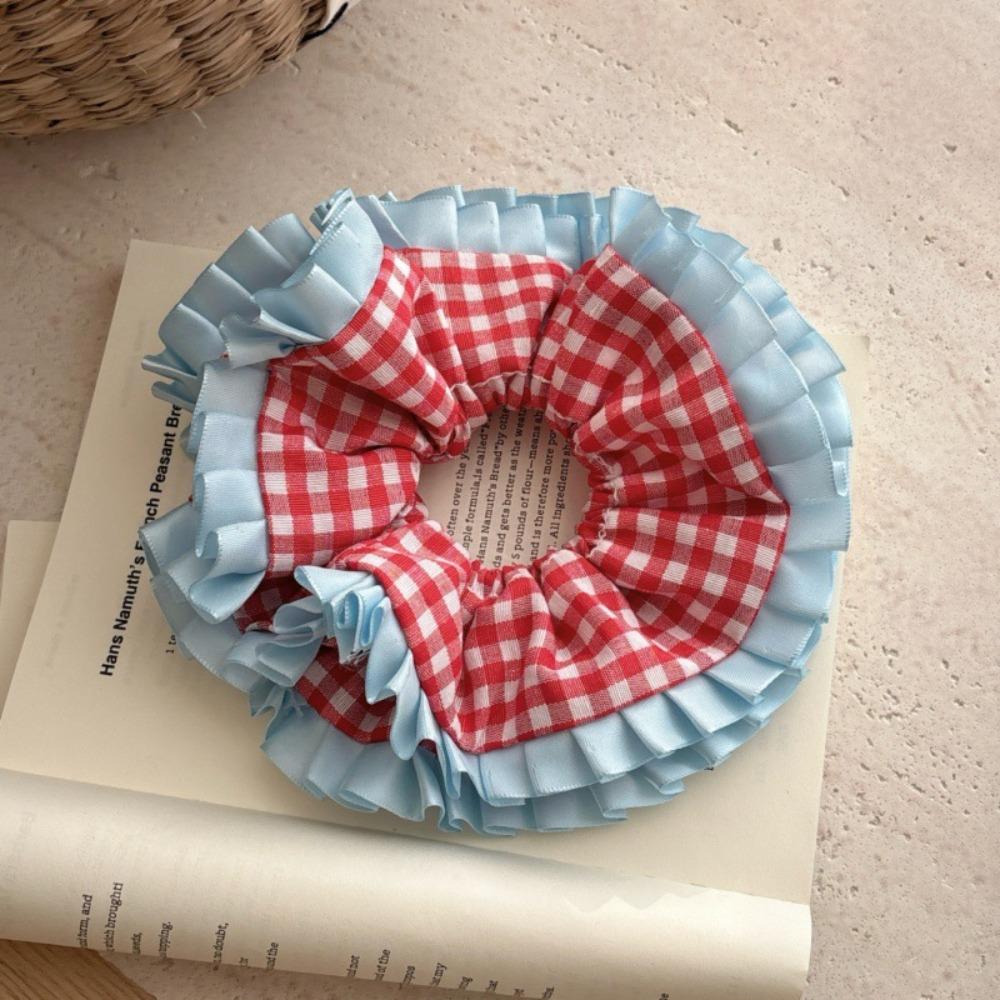 

Бантик с оборками, резинка для волос из ткани, большая резинка для волос, модные клетчатые резинки для волос, для леди Style1