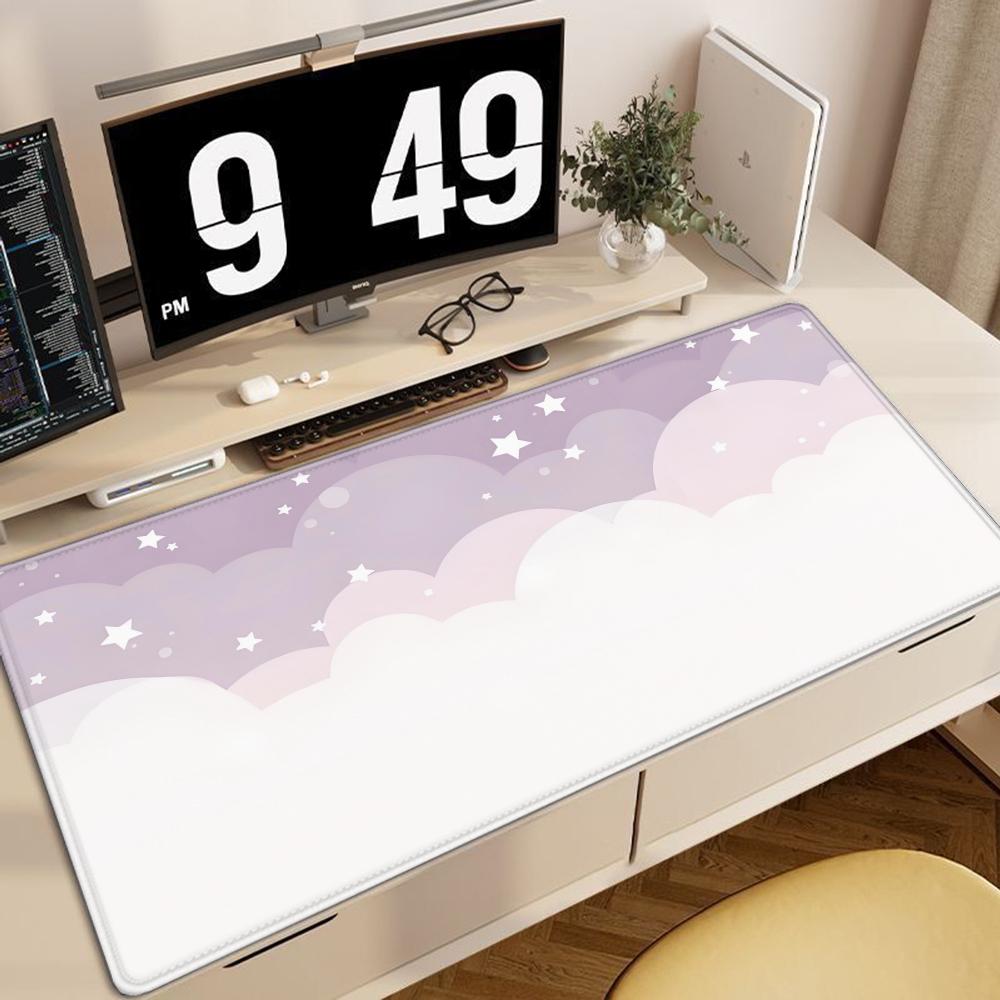 Large Size Pink Mousepad 90x40cm Pastel Clouds Deskmat Xxl Kawaii NonSlip Mouse Pad Cute Mice Rugs Extended Gaming Keyboard Mat