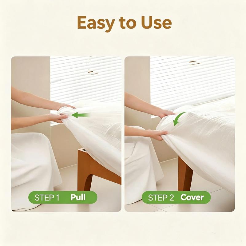 Extra Thick Clear Plastic Bed Cover Waterproof Dustproof Elastic Edges For Home Moving Renovation Long Term Storage