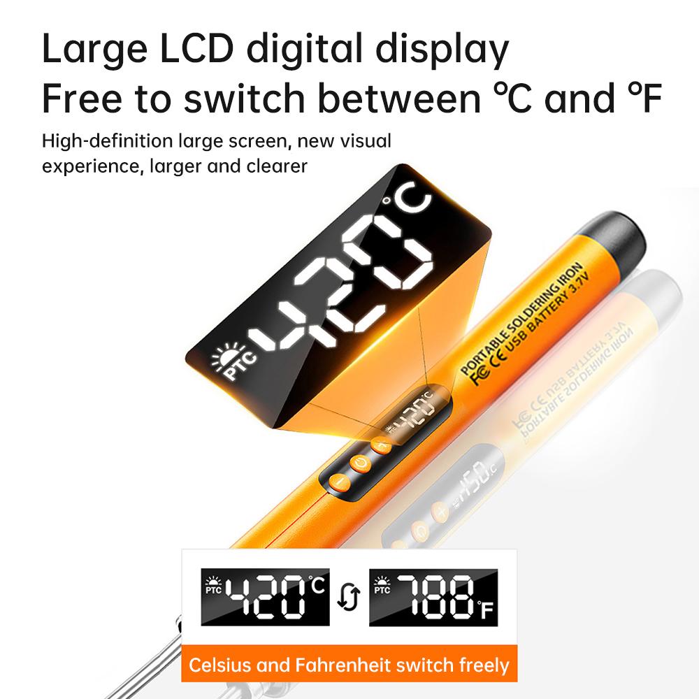 Portable USB charging welding lamp, adjustable temperature, with LCD display screen, no assembly required, suitable for DIY home use