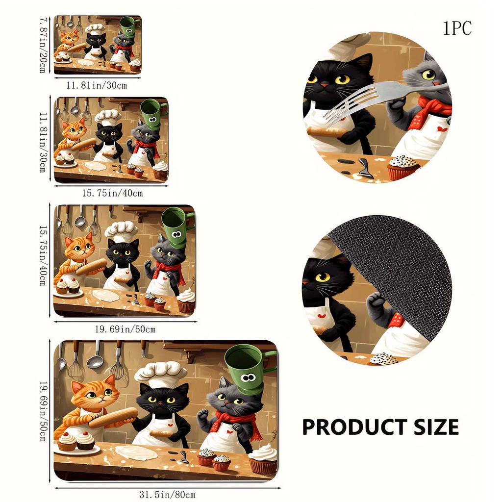 1 Stück Gummi-Trockenmatte mit Katzen-Backdruck für Café, Restaurant, Küche, Teppich, Geschirr, Langlebige Diatomeenerde-Tischmatte, Haustiermatte, Kaffeegeschirr