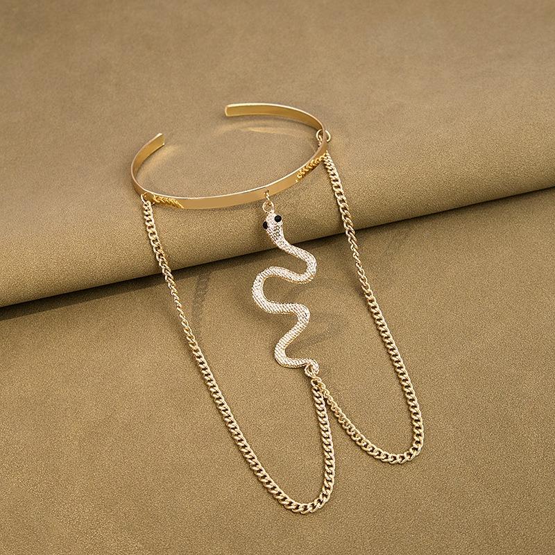 

Ювелирное изделие, креативное ретро-кольцо с инкрустацией из бриллиантов в виде змеи, элегантный универсальный браслет-цепочка для женщин золотой