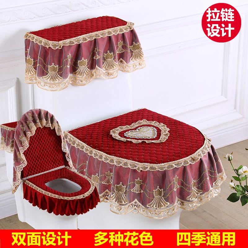 

3 шт./компл. чехол на сиденье унитаза, крышка резервуара для туалетной воды, пылезащитные чехлы, подушка на сиденье унитаза, съемный тканевый чехол для унитаза