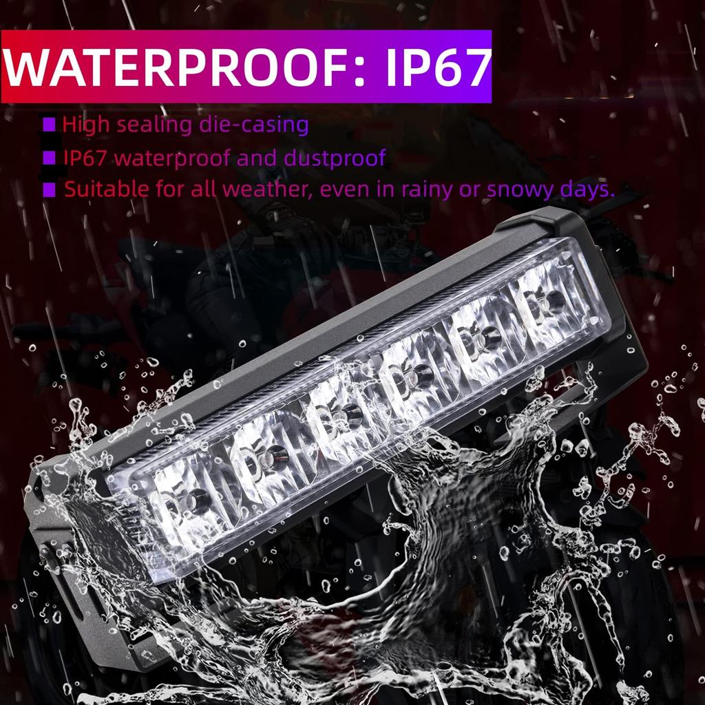 Super Bright 12V LED Strobe 2 X 6 Warning Light for Emergency Flashing Flashing and Steady 2 High with Universal for and Cars Light, LEDs, 2-in-1