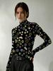 Neon Star Print Women's Turtleneck Long-sleeved Bottoming Shirt Punk Street Style Stretch Slim T-shirt Spring and Autumn Versatile Pullover