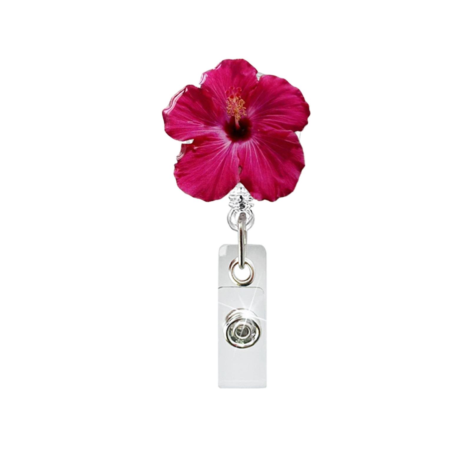 

Resin Flower Retractable Metal Wire Keychain Pull Badge Reel Id Lanyard Name Tag Card Badge Easy-To-Pull Buckle Rope Key Ring