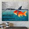 A Canvas Painting Featuring An Inspirational Shark and Goldfish, Perfect for Decorating Offices, Bedrooms, and Bathrooms