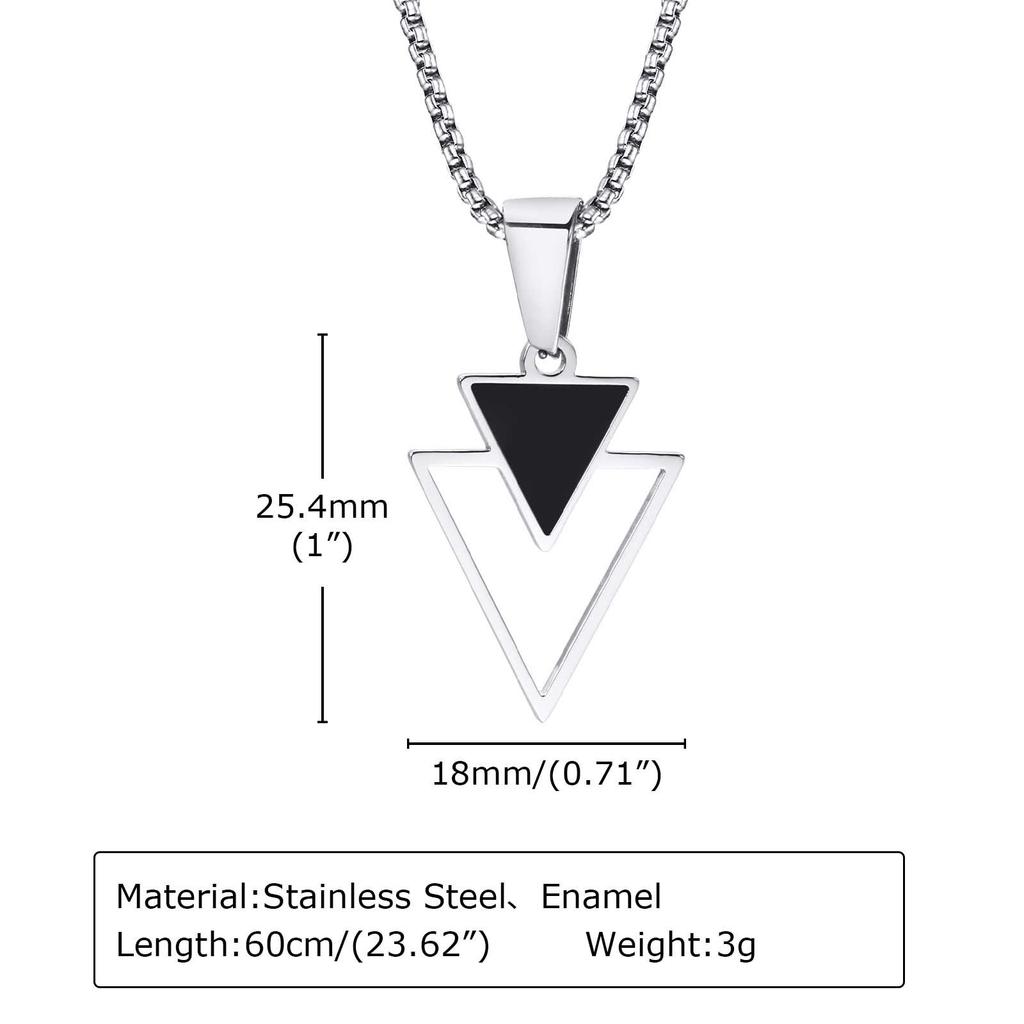 Vnox New Fashion Triangle Pendant Necklace for Men Boys, Minimalist Stainless Steel Hollow Geometric Collar Male Jewelry Gift