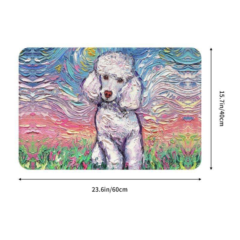 Starry Night Poodle Entrance Door Mat Anti-Slip Kitchen Bathroom Cute Pet Puppy Floor Bedroom Home Decor Rug Entrance Carpet Rug