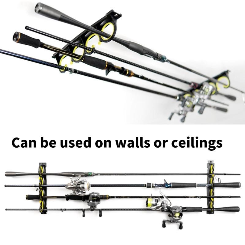 Fishing Rod Rack Holder Hanger Holds up to 8 Fishing Rods Wall Ceiling Mount for Garage Storage Organizers Display Stand