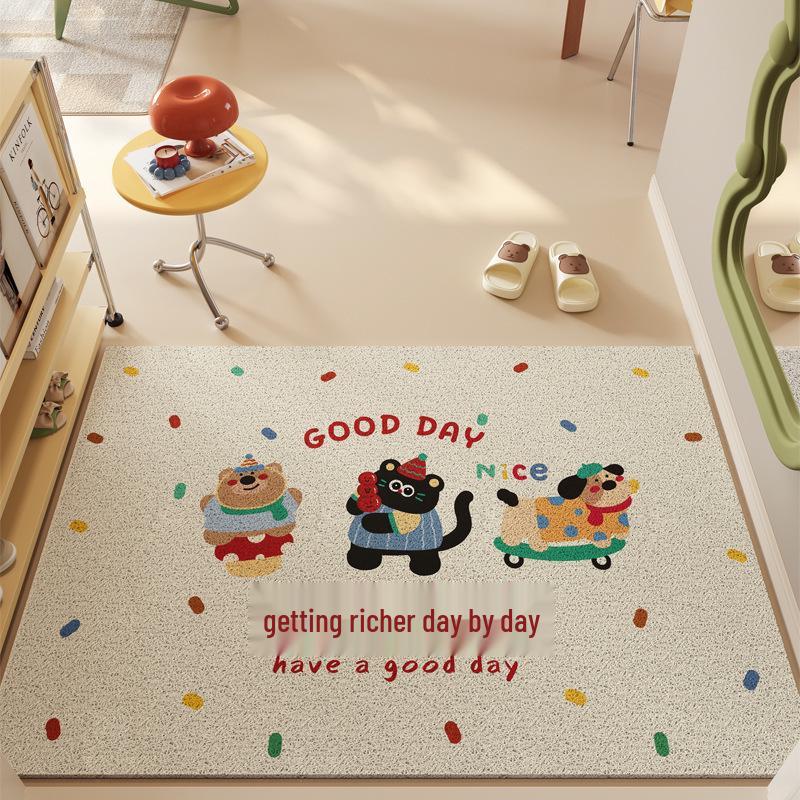 Cute Cartoon Non-Slip Entrance Mat - Dirt-Resistant, Cuttable Coil Design