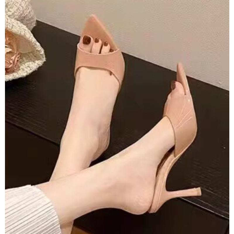 Zomer Nieuw Populair Effen Kleur Alles Match Fijne Hakken Comfortabele Damesschoenen Modieus Puntige Open Teen Sexy Hoge Hak Muiltje