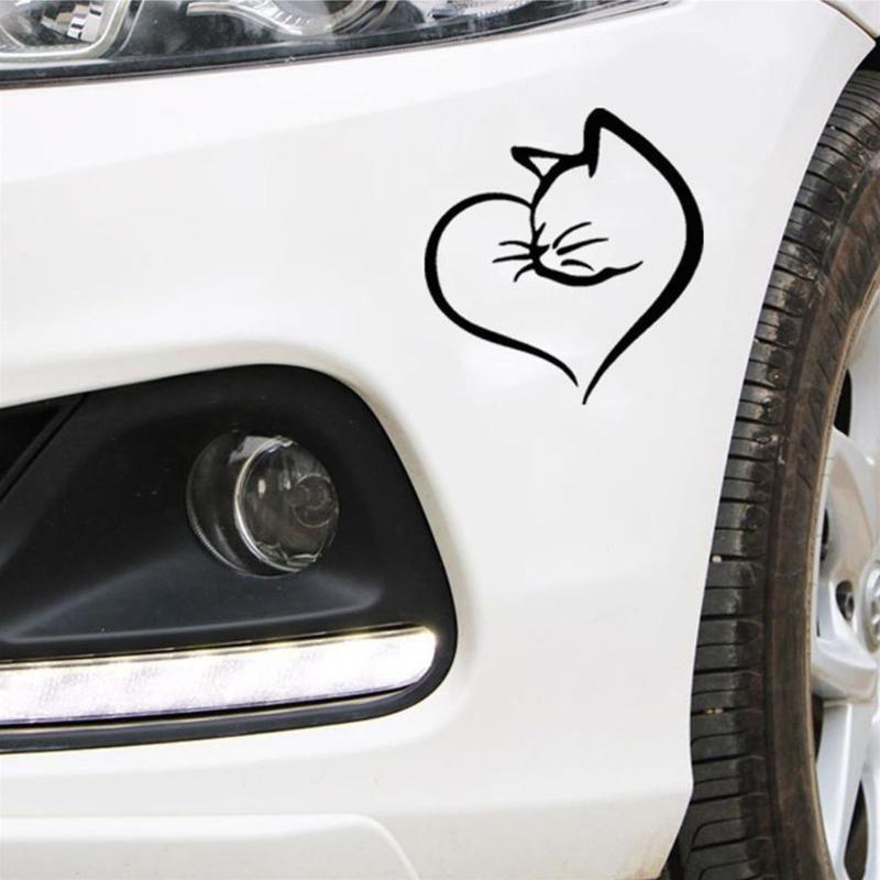 Creative Cats &Heart Pattern Car Sticker Reflective Safety Decal Strong PVC Decal for Vehicle Glass Night Driving