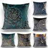 Chinese-Style High-End Modern Throw Pillow Cover, Black With Gold Foil Floral And Lotus Design, Suitable For Living Room Sofa