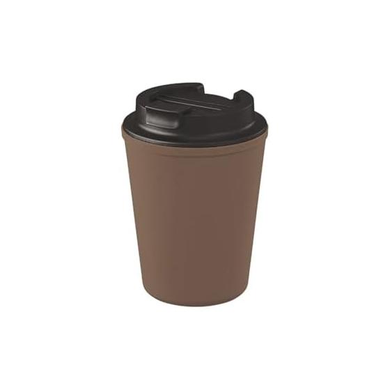 Tumbler with lid 420ml | Plastic convenience store coffee double wall tumbler plastic eco with lid unbreakable (brown)