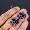 Boucles d'oreilles Saphir Bleu, Boucles d'oreilles en Pierres Précieuses Fait Main, Boucles d'oreilles Enveloppées de Fil de Cuivre 999 Bijoux Antiques, Pour Cadeau de Fiançailles