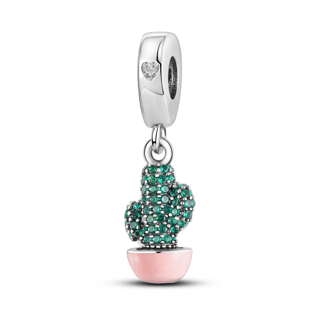 Copper Plated Charms Beads Zircon Pendants Fit Original Bangle Bracelet Making For Woman Jewelry Gift