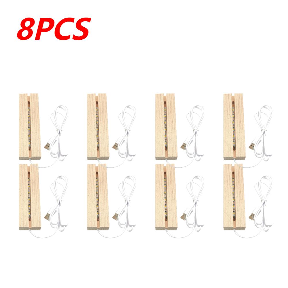 1-20PCS Rectangular Wooden Led Lights Display Base Stand 3D Acrylic Plexiglass Epoxy Resin Letter Lamp Bedside Night Lights