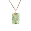 Hand-Wound Rectangular Volcanic Stone Tree Of Life Pendant Necklace, Couple Necklace N525