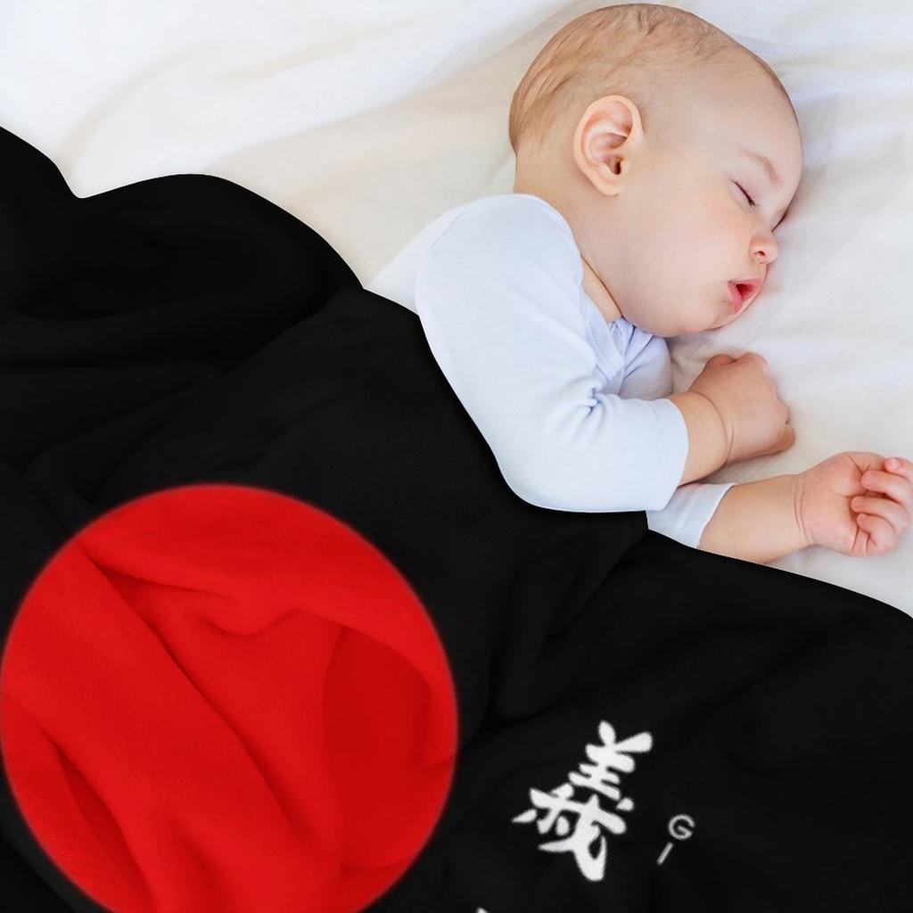 Bushido and Japanese Sun (White text) Throw Blanket Cute Plaid Luxury Brand Luxury Flannel Fabric Blankets