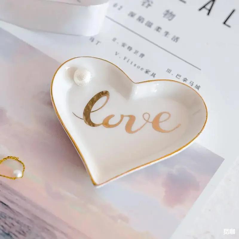 Prato de cerâmica nórdico criativo prato de cerâmica prato de lanche prato de frutas prato de joias bandeja de amor dia dos namorados
