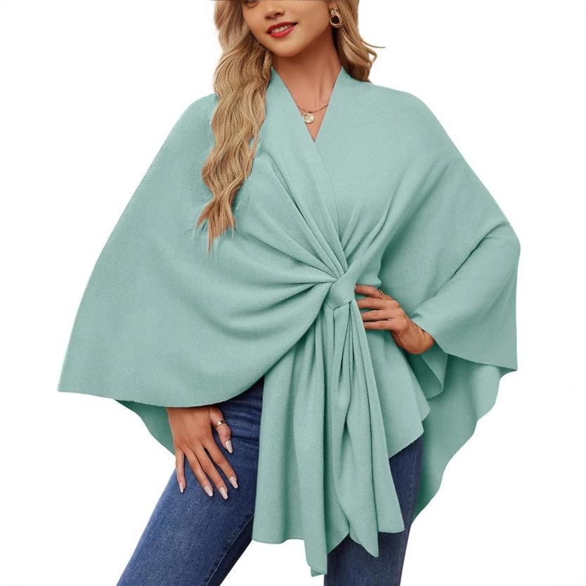 Women's Elegant Solid Color Shawl Cape Coat 2024