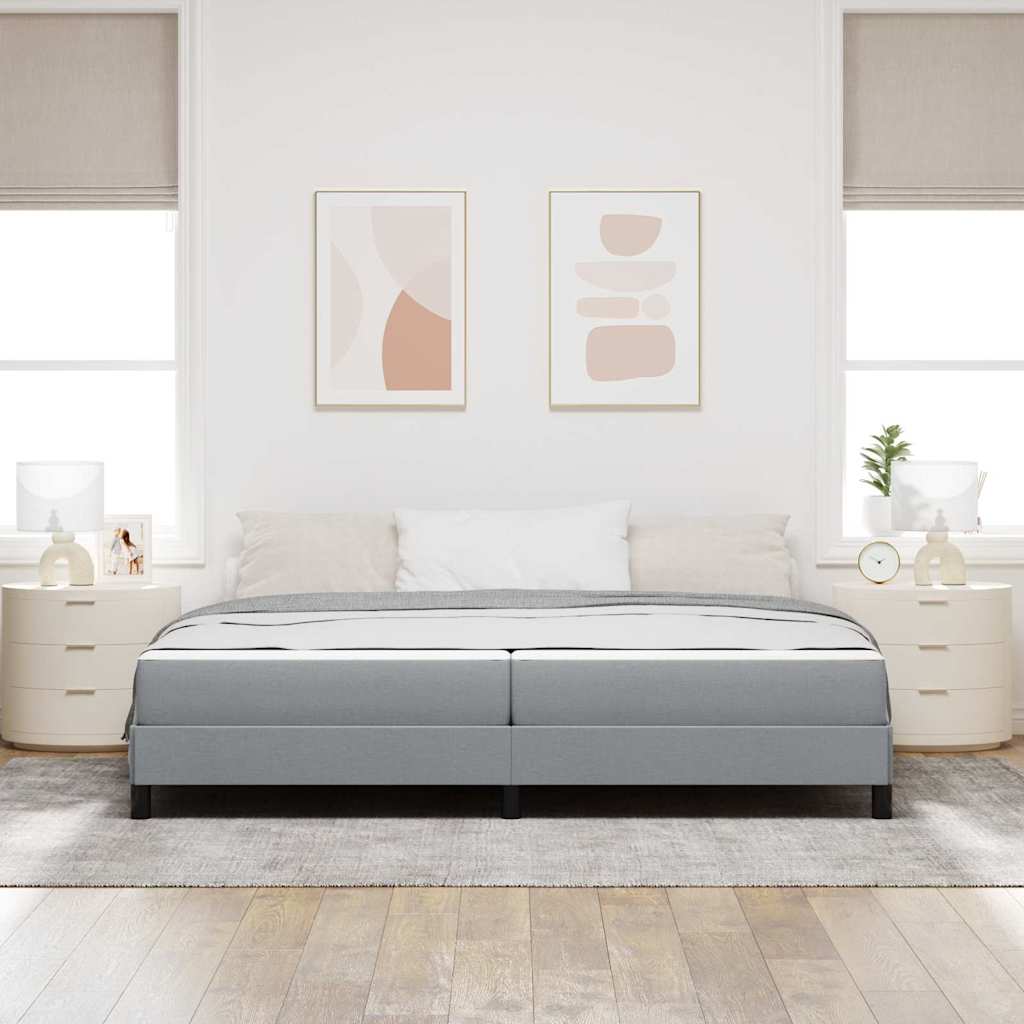 Box Spring Bed with Mattress Light Grey 200 X 200 Cm Fabric