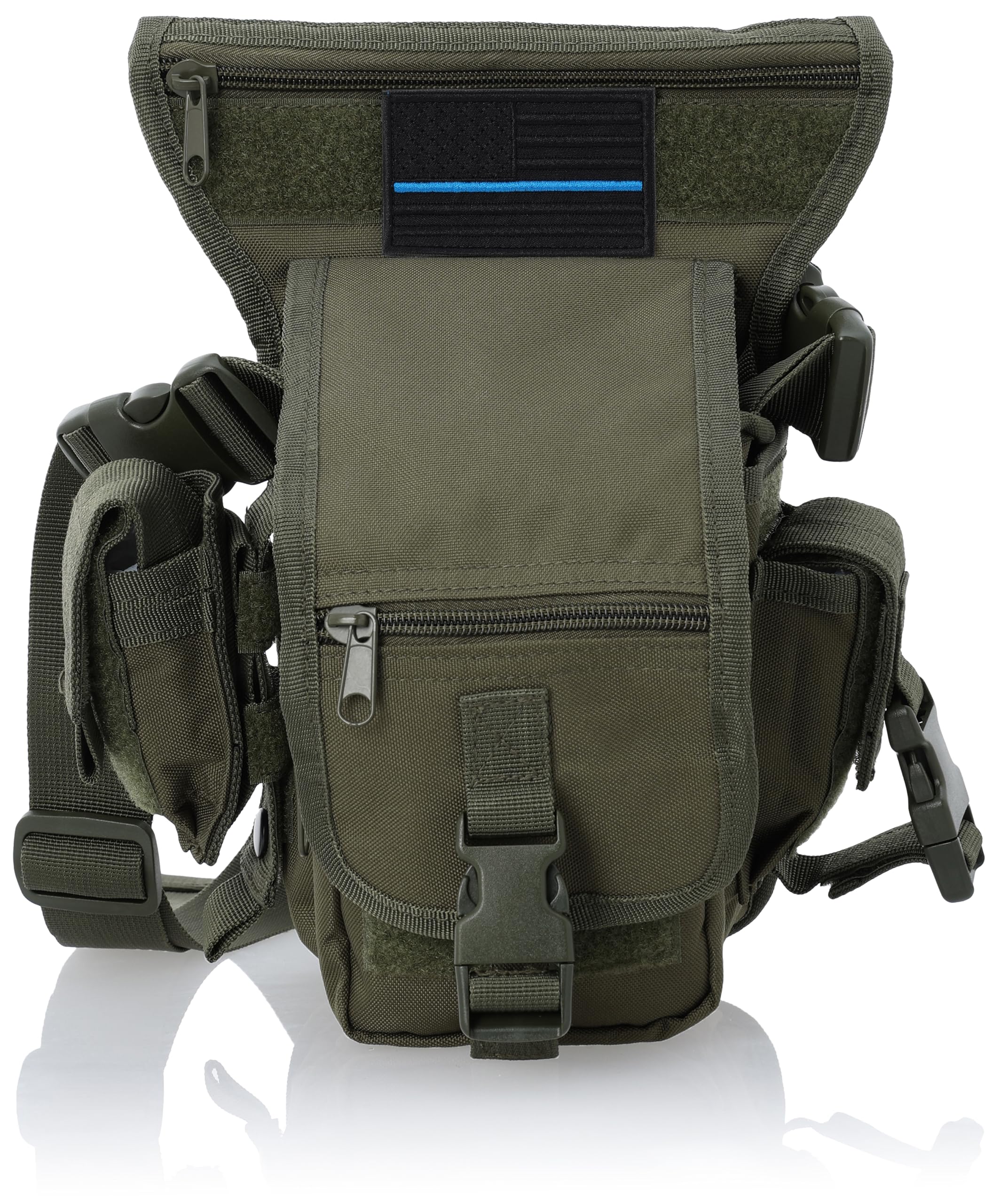 

Leg Pouch 10 Pockets with Embroidered Patch Military Waterproof Leg Pouch Olive [Fstyle] F-SD010777
