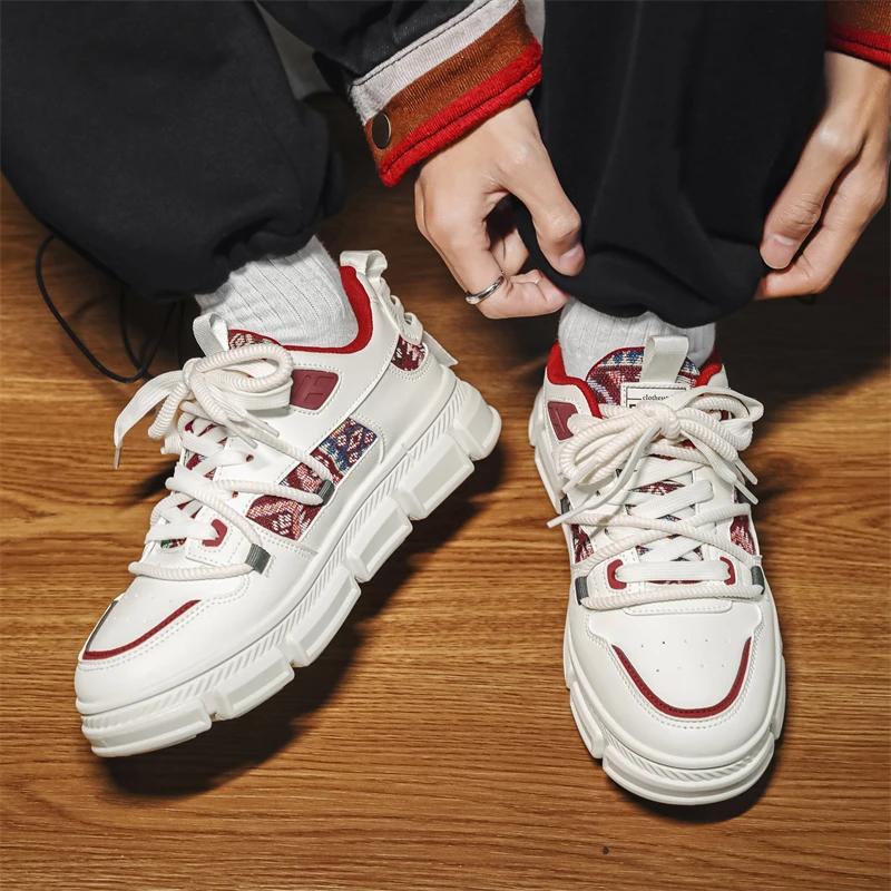 Skateboard Men's Sneakers Non-Slip Fashion Skateboard Shoes for Men Sports and Leisure Apring and Autumn Round Toe All-match