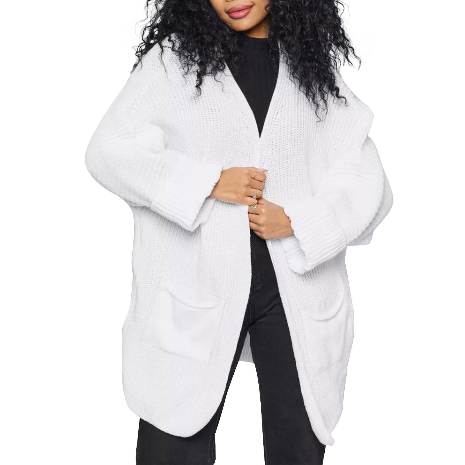 

Женский модный кардиган для поездок на работу, свободное пальто средней длины XL белый