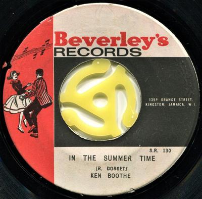 7inch Record KEN BOOTHE In The Summer Time SR130 Beverleys Reco Jamaica Reggae Ska Dub Used