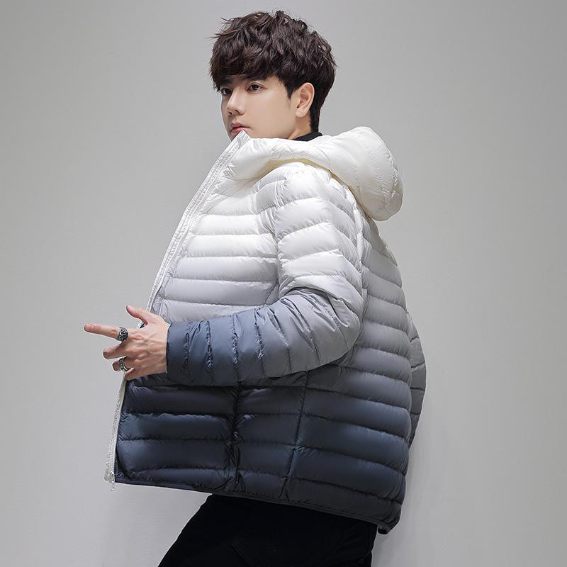 Autumn and Winter Fashion Simple Gradual Change of Color Men's High-end Down Jacket White Duck Down Rest