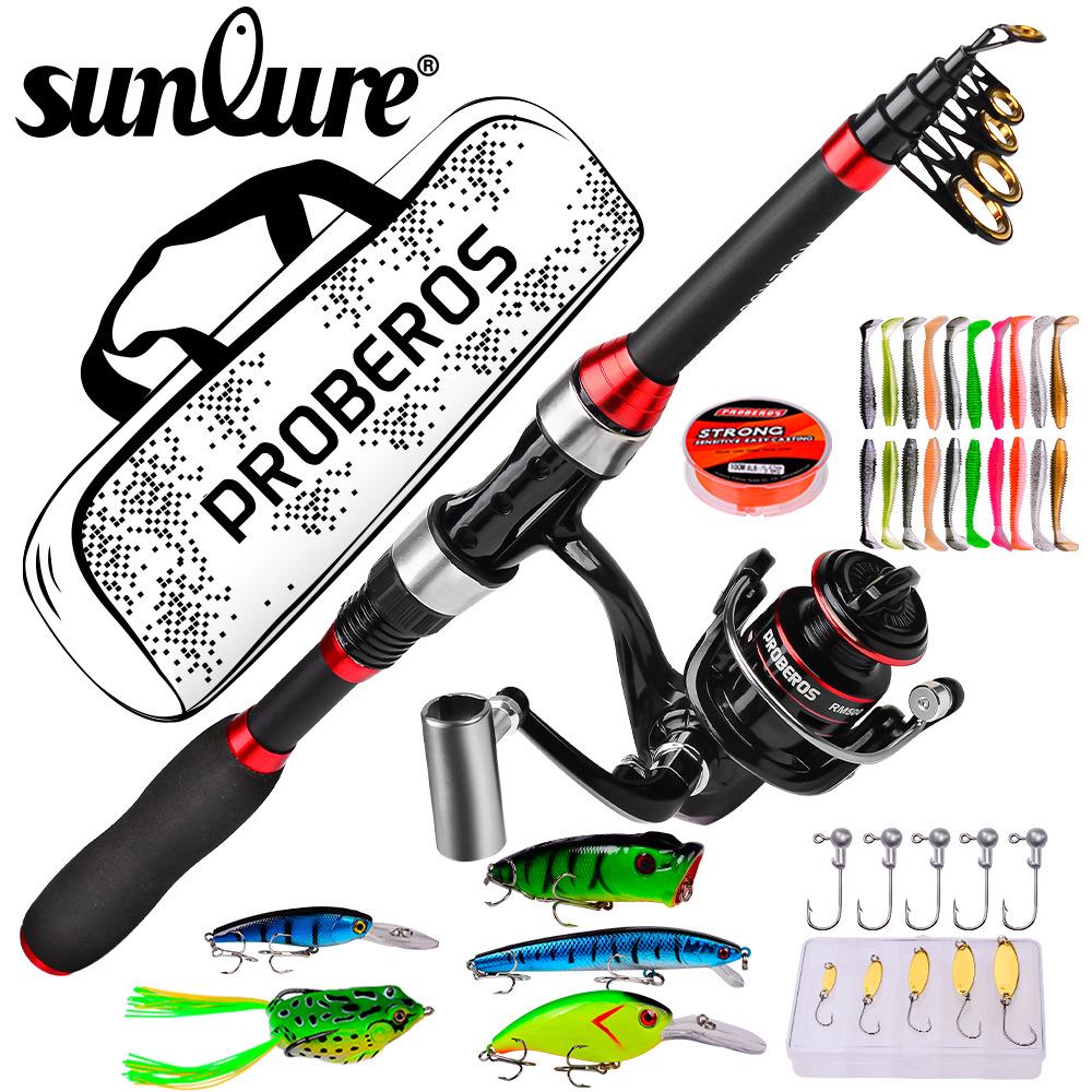 Set prut a naviják: Spinningové combo pro daleké hody s taškou na náčiní, laminátový ultralehký ultra tvrdý prut pro daleké hody