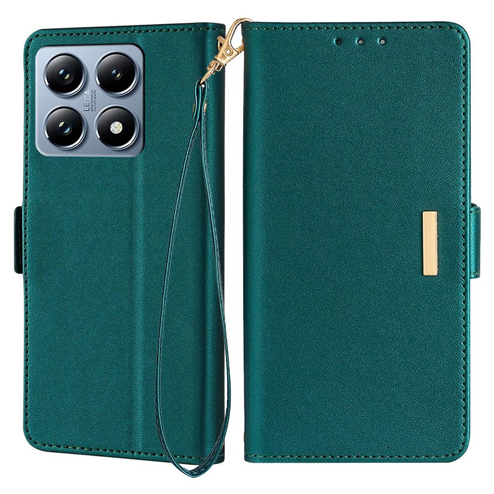For Xiaomi 14T Pro Leather Wallet Case RFID Blocking Stand Cover with Hand Strap