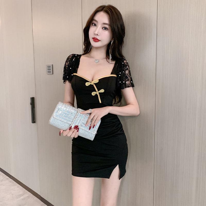 Short skirt nightclub new thin dress base club night club low cut skirt hip nightclub women s sexy S