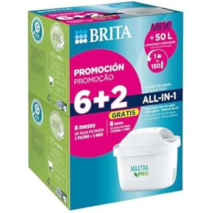 Cartouche Filtrante - BRITA - Maxtra Pro All-in-One - Pack De 8 - Maille Extra Fine - Charbon Actif