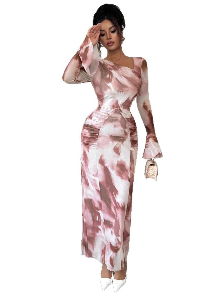 2025 Elegant Tie-Dye Mesh Dress with Stylish Design