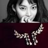 Korean Earrings Sparkling Zirconia 925 Silver Needle Leaf Tassel Water Drop Earrings Women's Fashion Summer Fresh Accessories