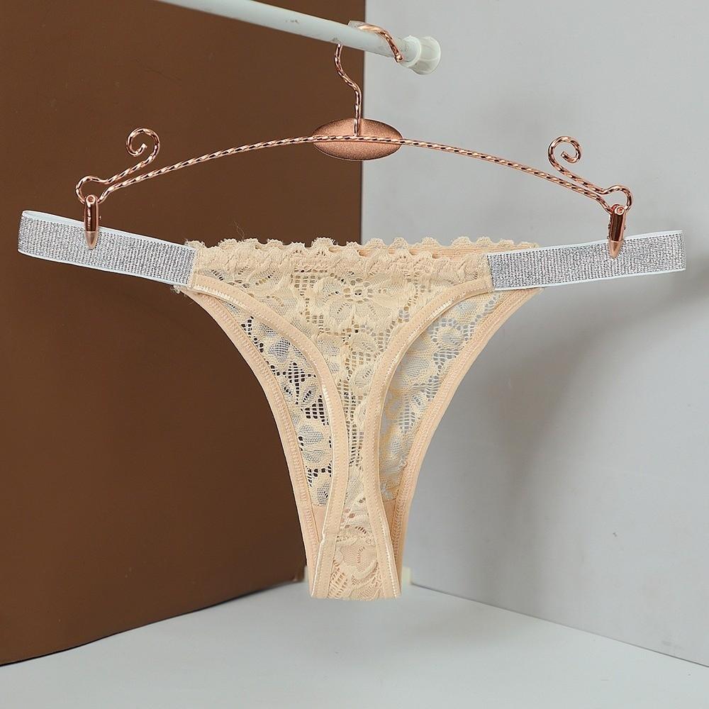 Crystal Rhinestone Thong Mid Waist Mesh Briefs Breathable Lace Flower Panties  Girl