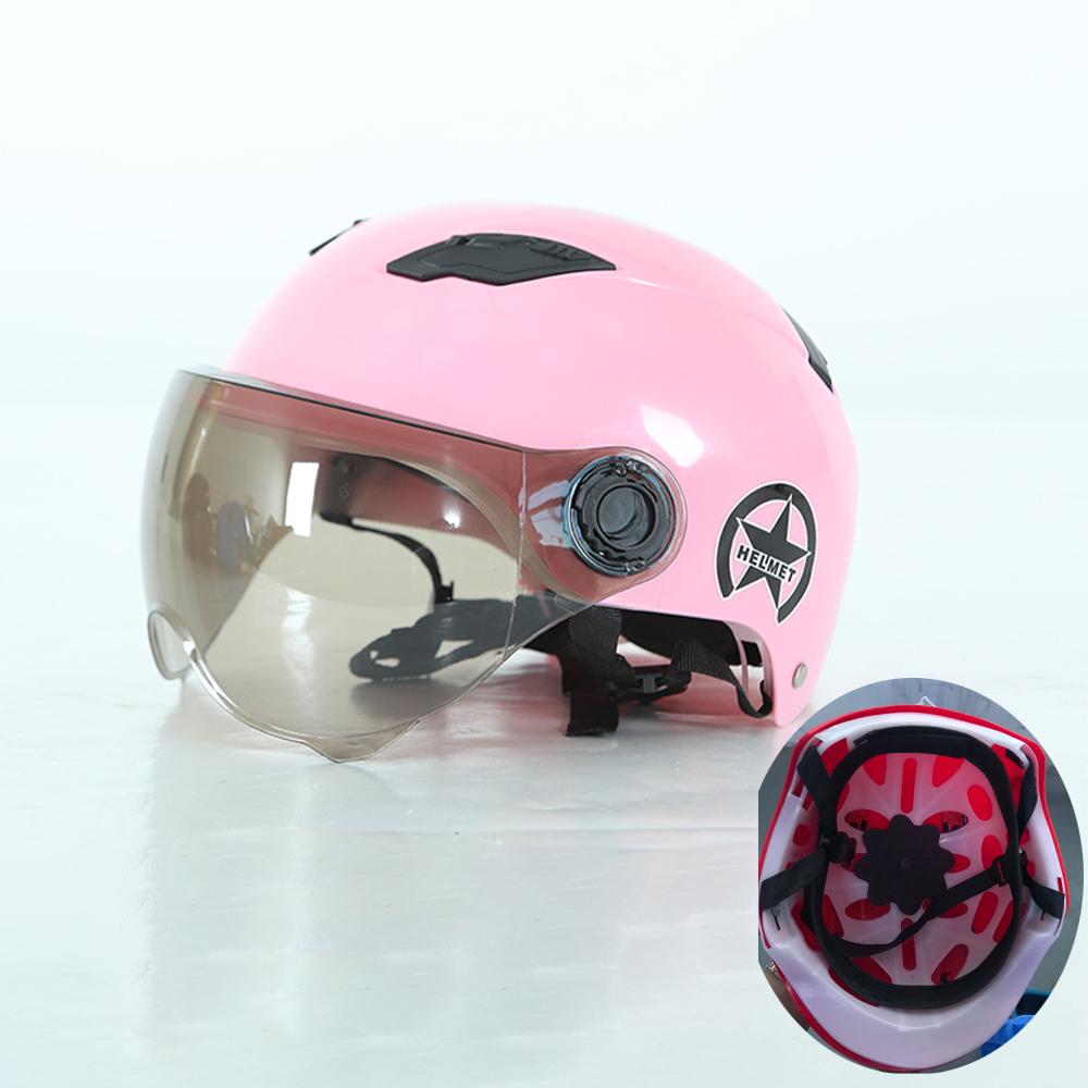 Men Motorcycle Helmet,Woman Electric Motor Car Scooter Bike Open Face Half Helmet,Anti-UV Safety Hat Bicycle Cap with Goggles