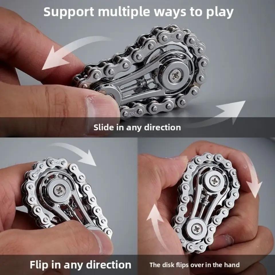 Metal Fingertip Gyro Sprocket Flywheel Fidget Spinner Antistress Anxiety Bicycle Chain Stress Anxiety ADHD Relief Fidgets Toy Fun for All Ages
